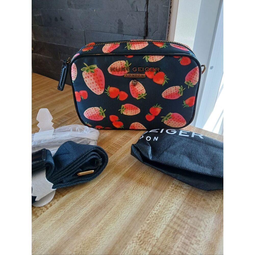 Kurt Geiger- 🦅 NWOT! Navy Crossbody Bag with Pink & Red Strawberry Print